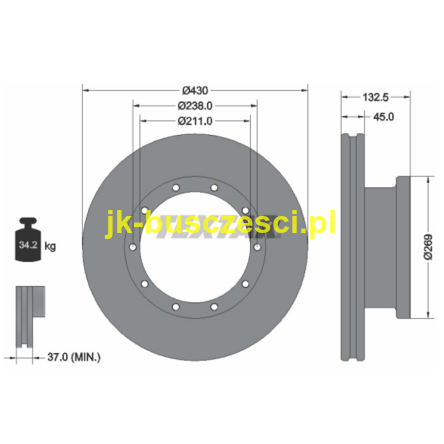 TARCZA HAMULCOWA SETRA MERCEDES BOVA SOLARIS  430X45MM TEXTAR